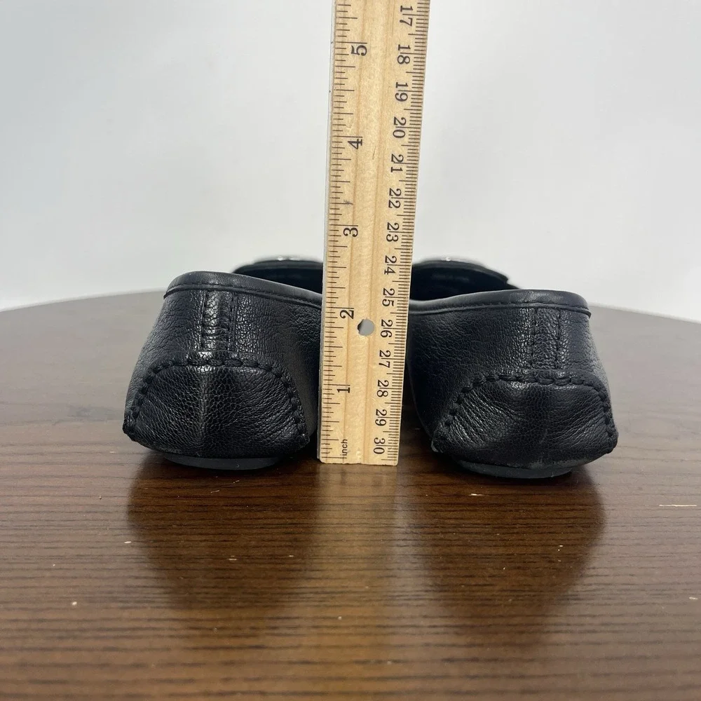 Michael Kors Lillie Shoes Women's 6.5M Black Leather Ballet Flats Ballerina Logo